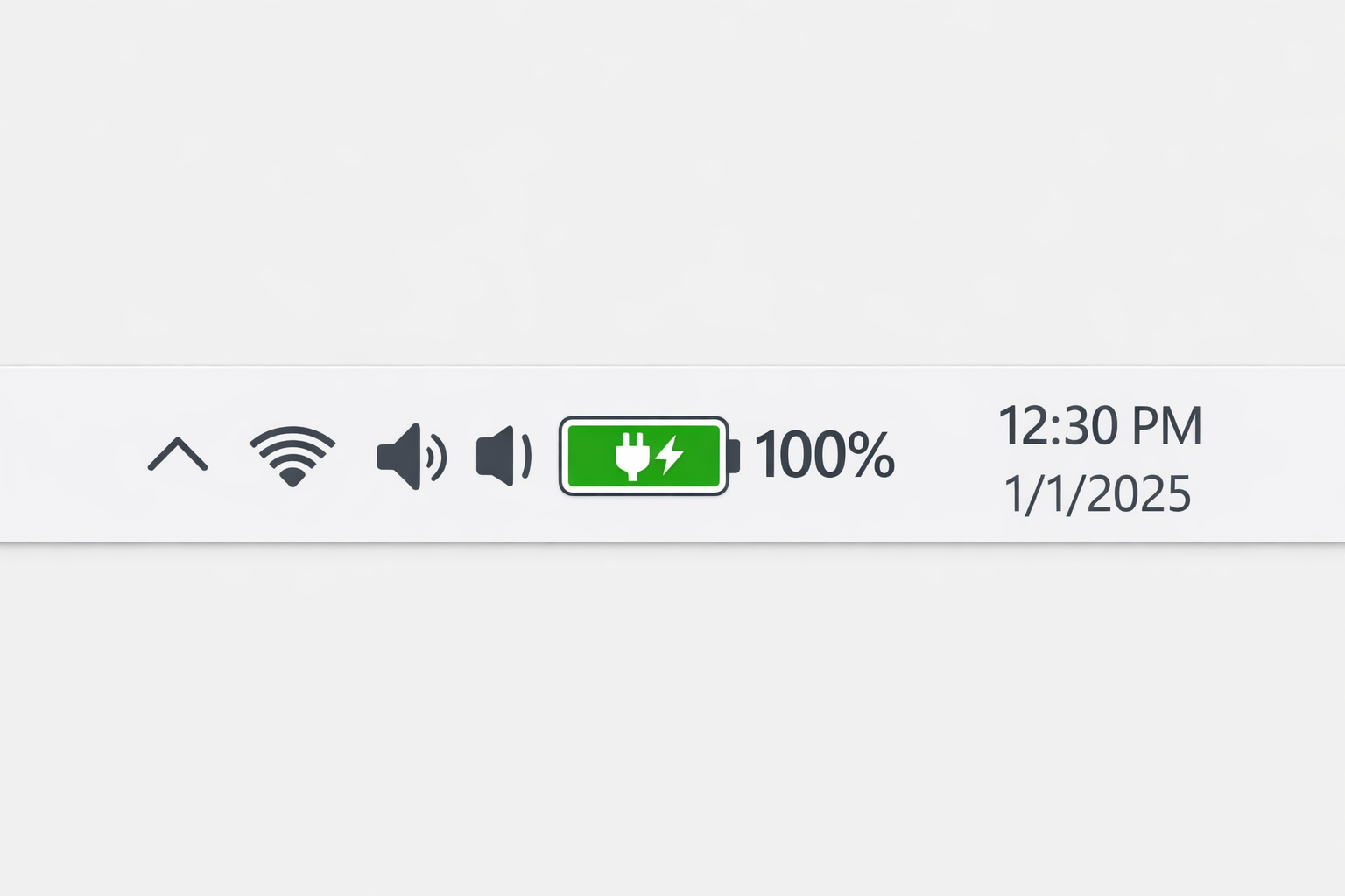 Windows 11 battery icon showing 100% charge with power adapter connected