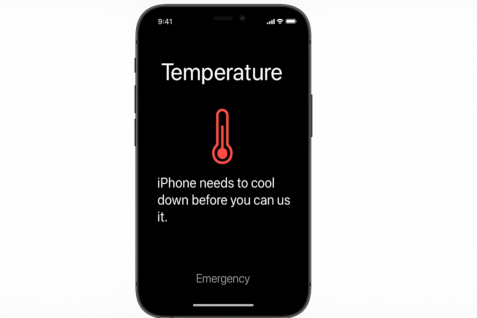 iPhone overheating with temperature warning icon and cooling solutions around it