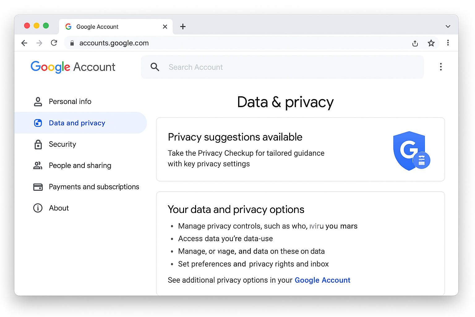 Google Account Data & Privacy page with Digital legacy options highlighted