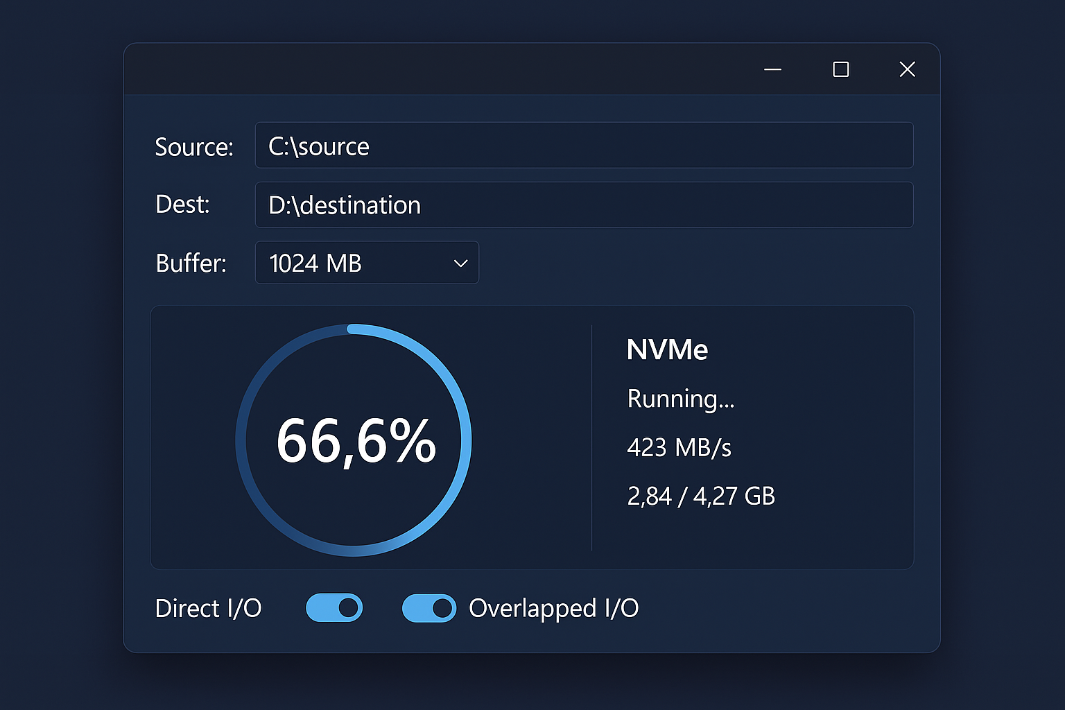 Ultra Fast Copy interface showing network transfer with multiple connection settings