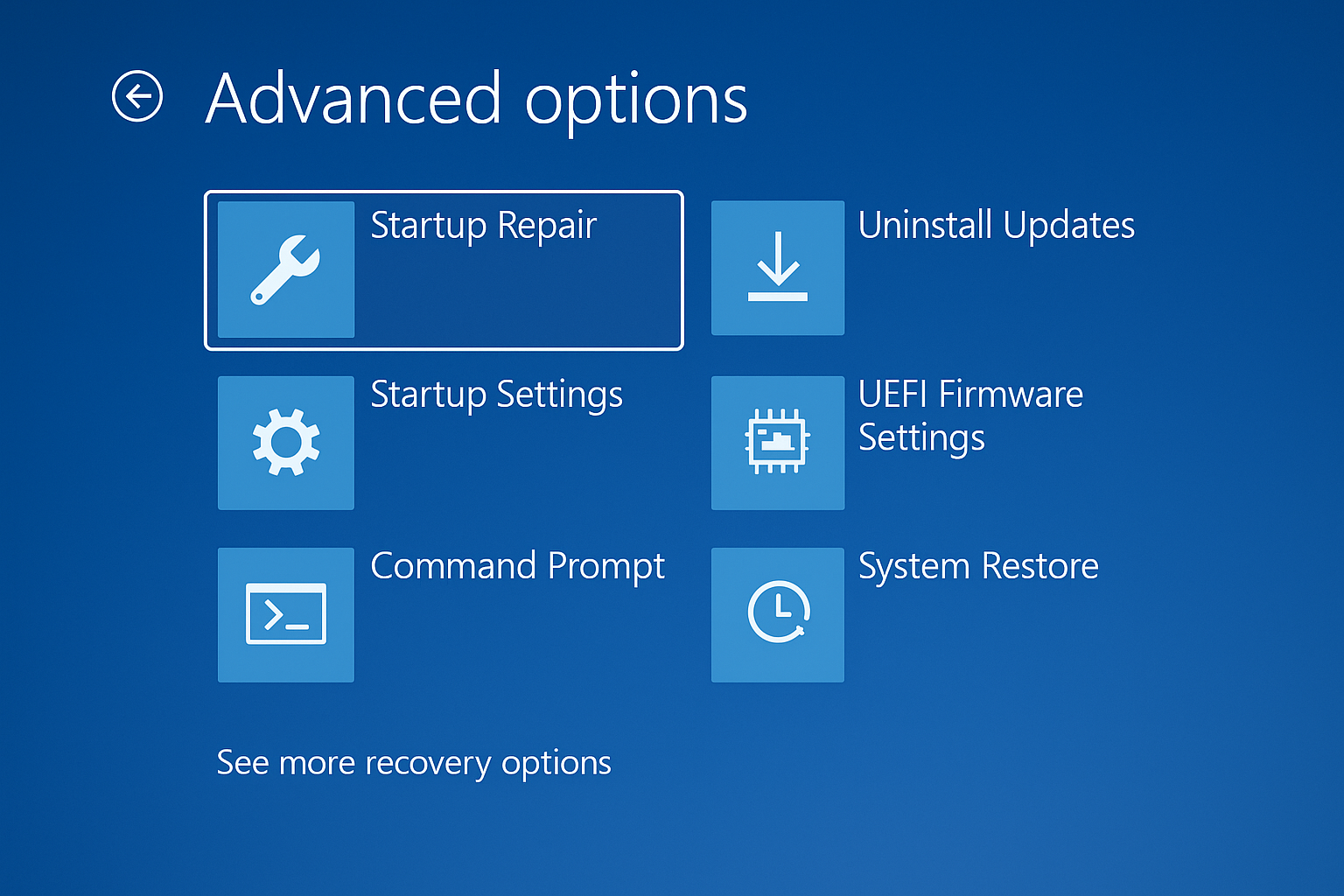 Windows 11 Recovery Environment showing Advanced options menu with Troubleshoot highlighted