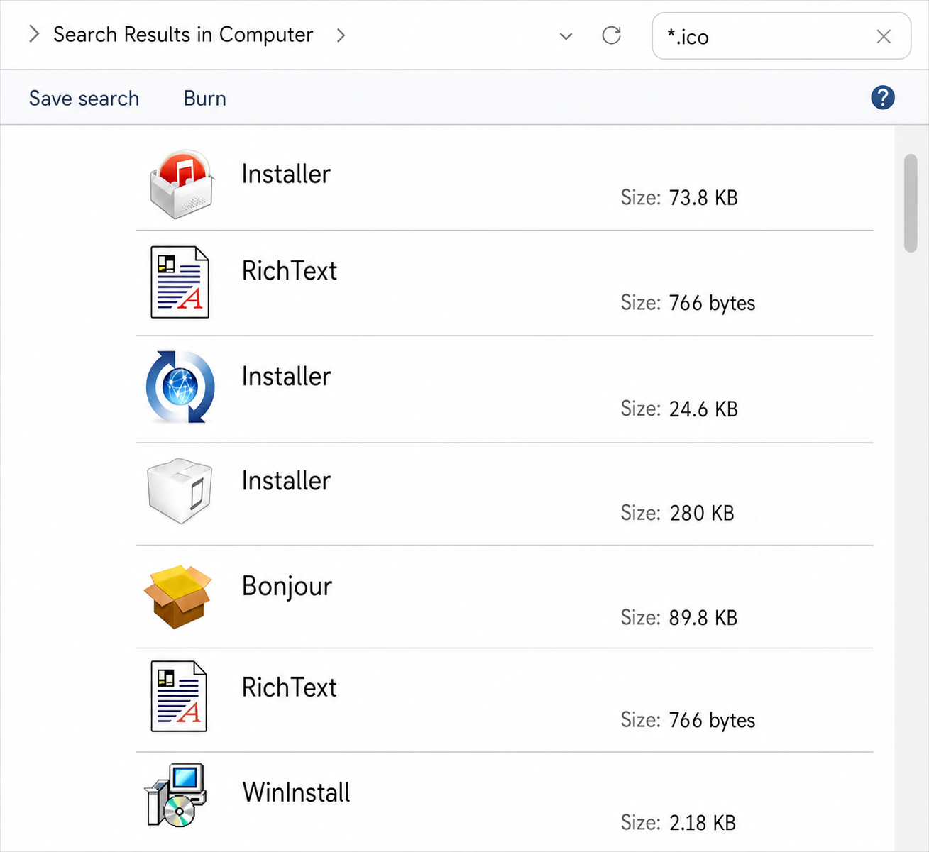 search icons windows