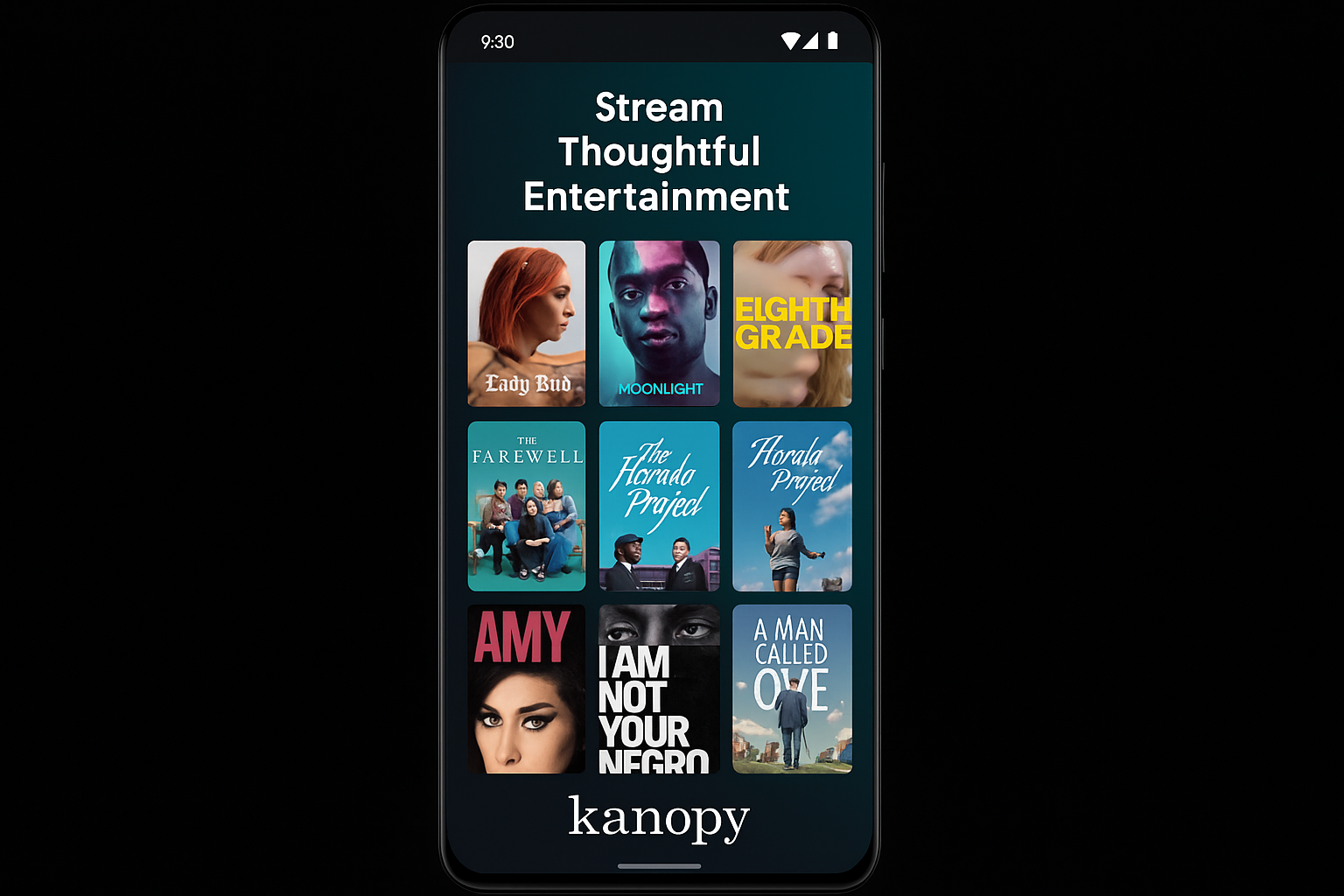 Kanopy app showing movie library with download options for offline viewing