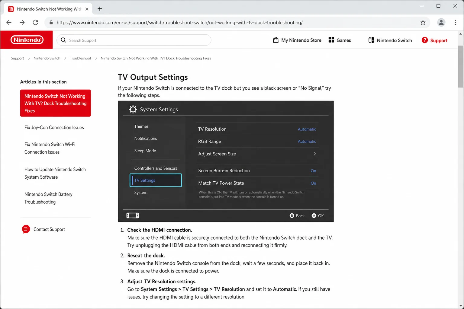 Nintendo Switch Not Working With TV? Dock Troubleshooting Fixes