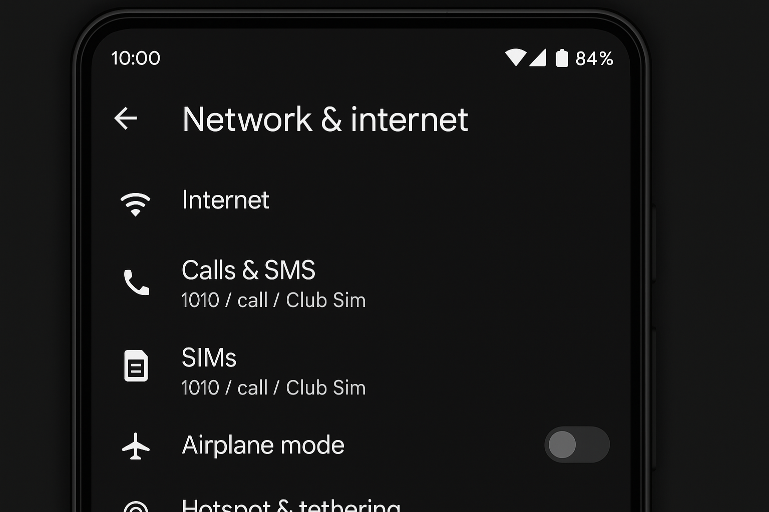 Android Settings > Network & Internet > Mobile Network showing eSIM management options