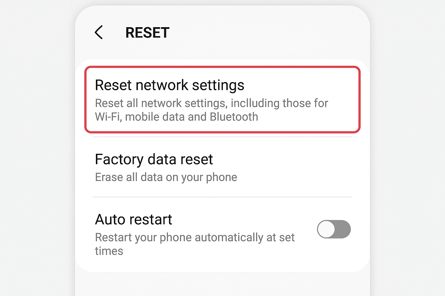 Android Settings > System > Reset with network reset options