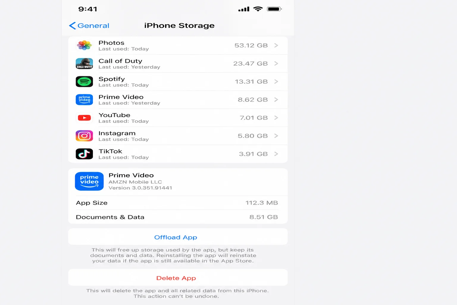 iOS Settings app General >