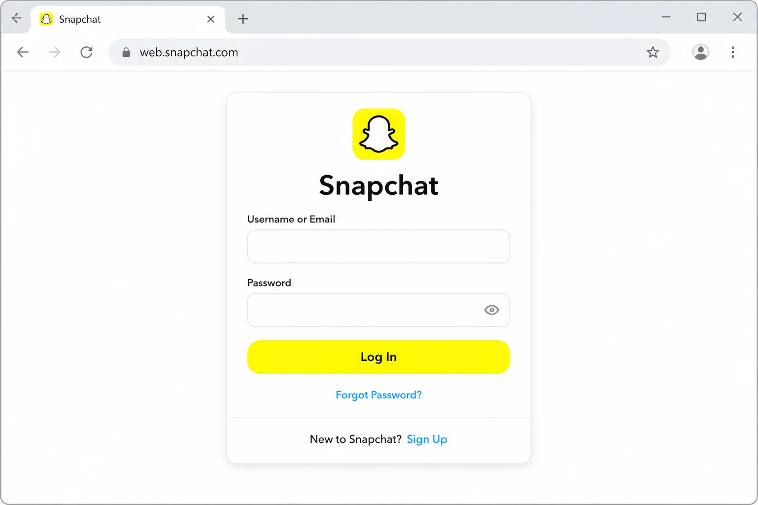 Snapchat for Web landing or login page with the sign-in prompt or QR code highlighted