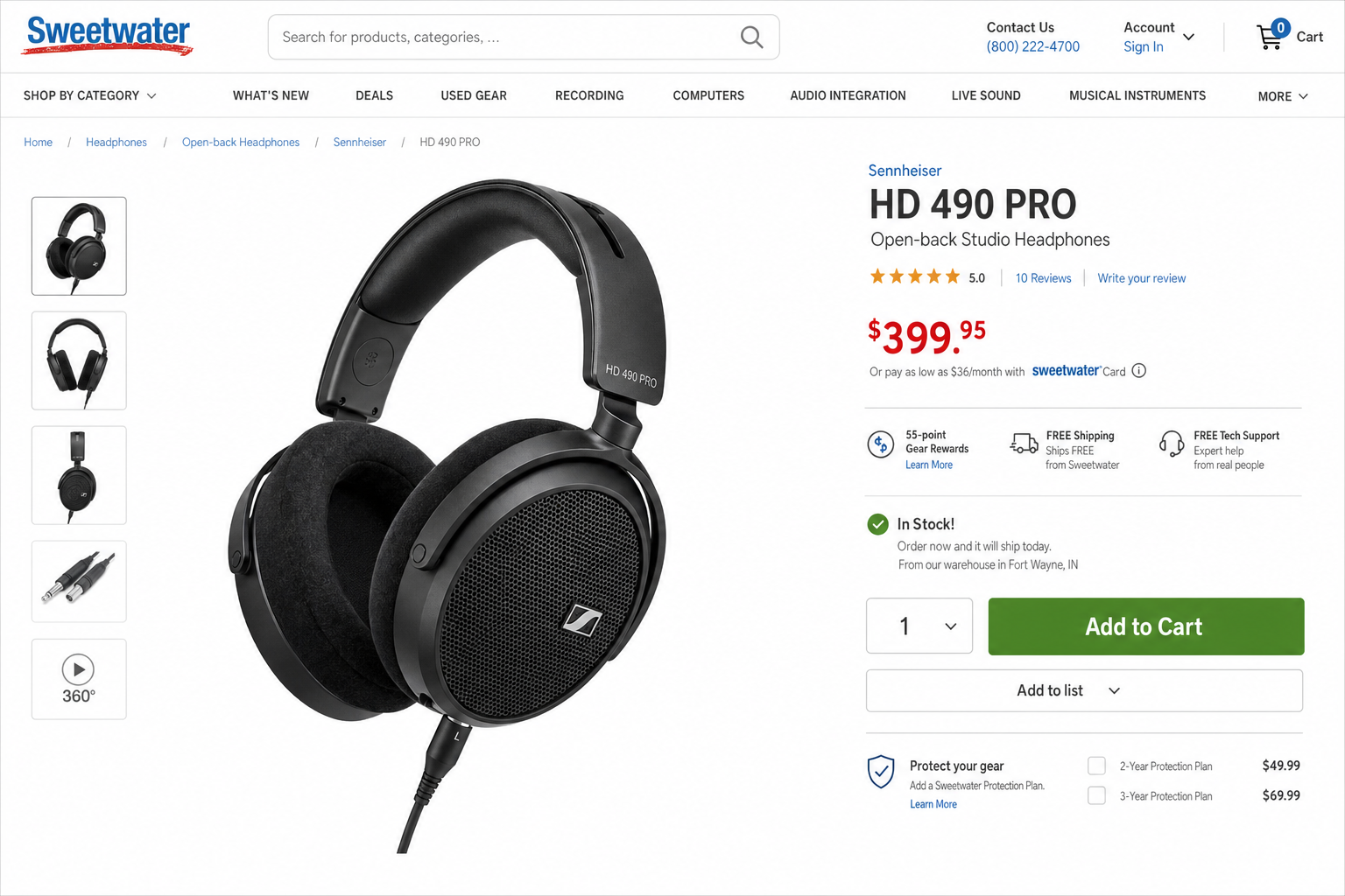 Product image of the Sennheiser HD 490 Pro open-back studio headphones on a clean neutral background