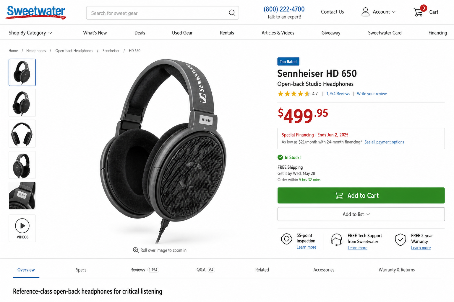 Product image of the Sennheiser HD 650 open-back studio headphones on a clean neutral background