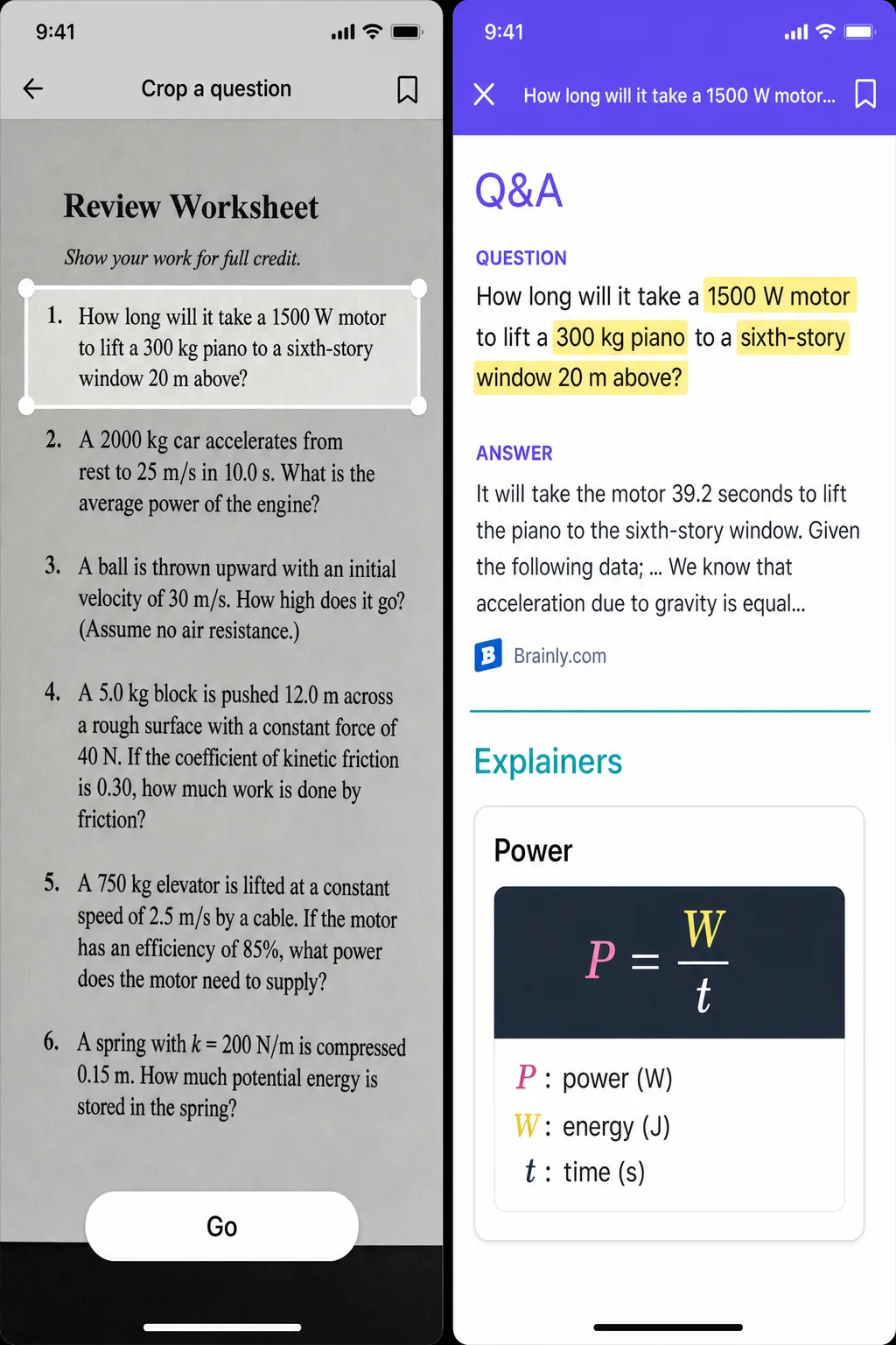 Socratic by Google app showing a scanned math problem with step-by-step solution and visual explanation below