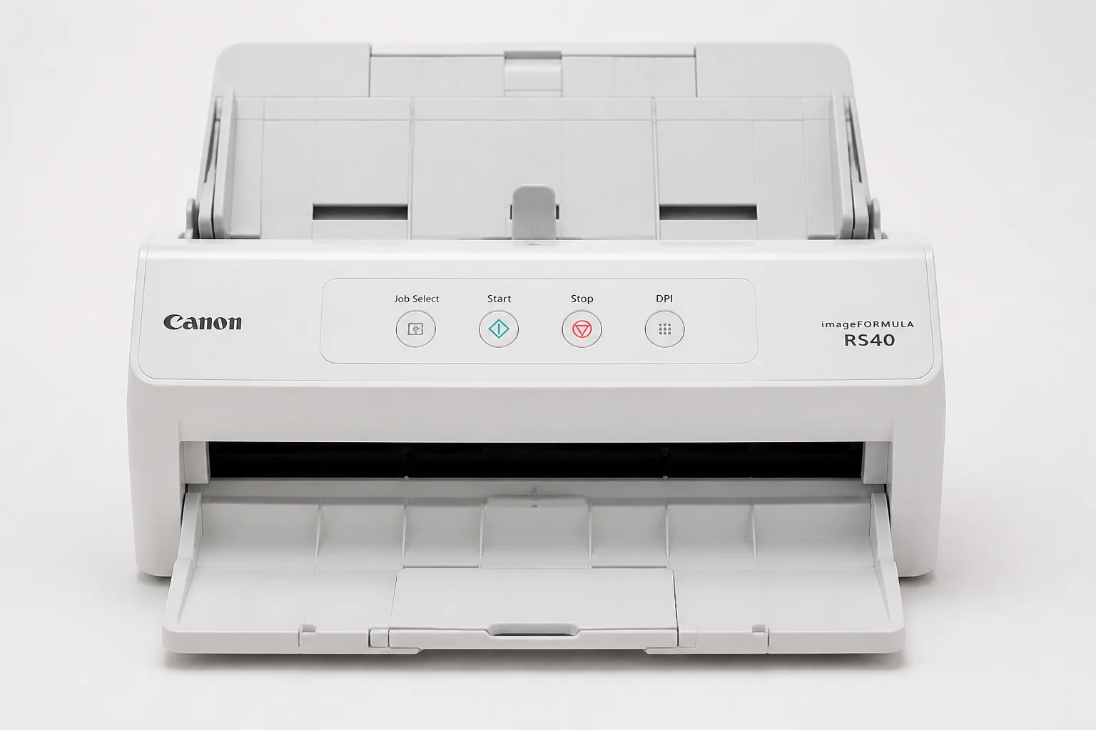 Canon RS40 photo scanner product photo showing front view with document feeder