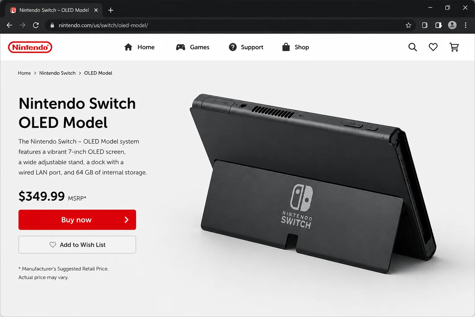 Original photo of a powered-off Nintendo Switch or Switch OLED with visible external ventilation openings labeled, without disassembly or tools