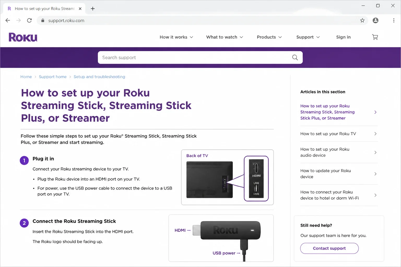 Official Roku guidance explaining Streaming Stick HDMI interference and the HDMI extender option
