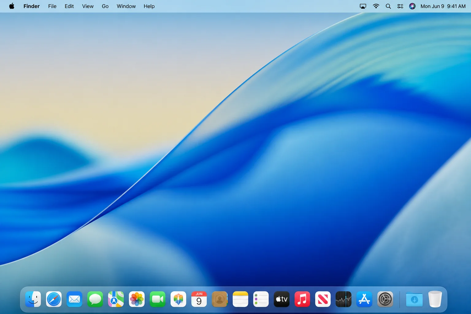 macOS Sequoia desktop showing clean interface with Dock, menu bar, and Stage Manager enabled on a MacBook Pro with M3 chip
