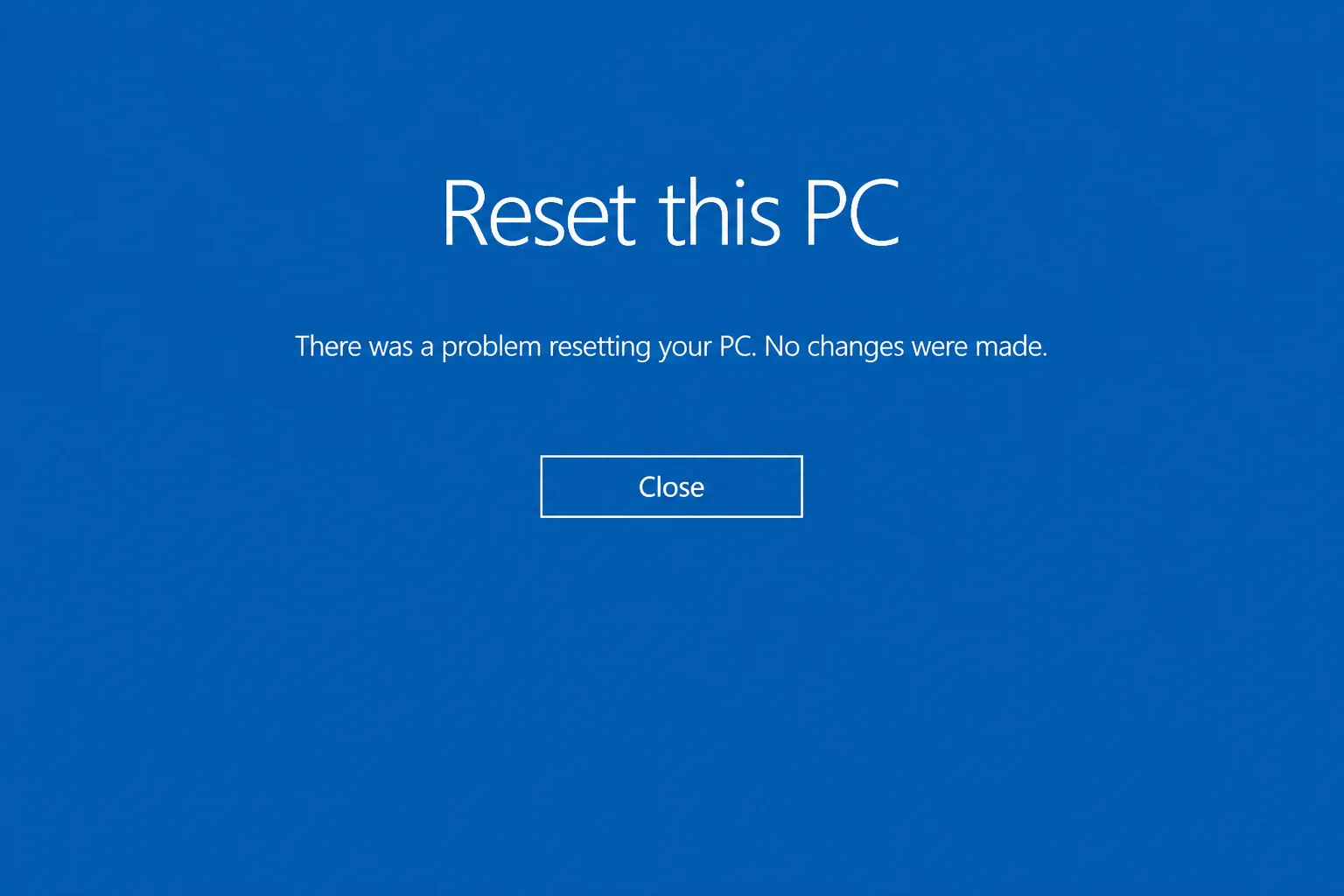 Reset this PC screen in Windows Recovery Environment showing Keep my files, Remove everything, and Restore to factory settings options