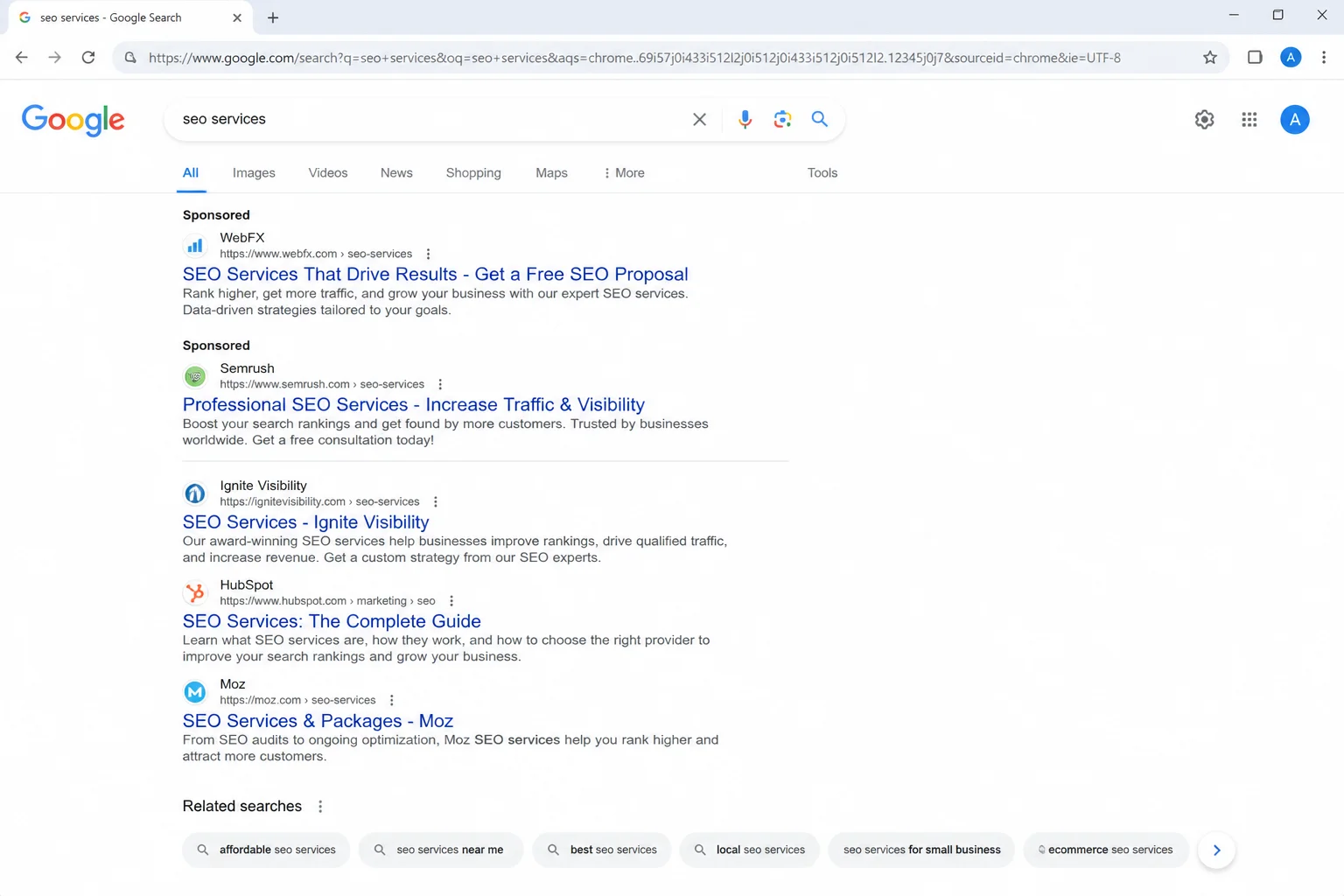 Google Search results for an adjacent topic query, with the "Related searches" panel visible at the bottom of the page