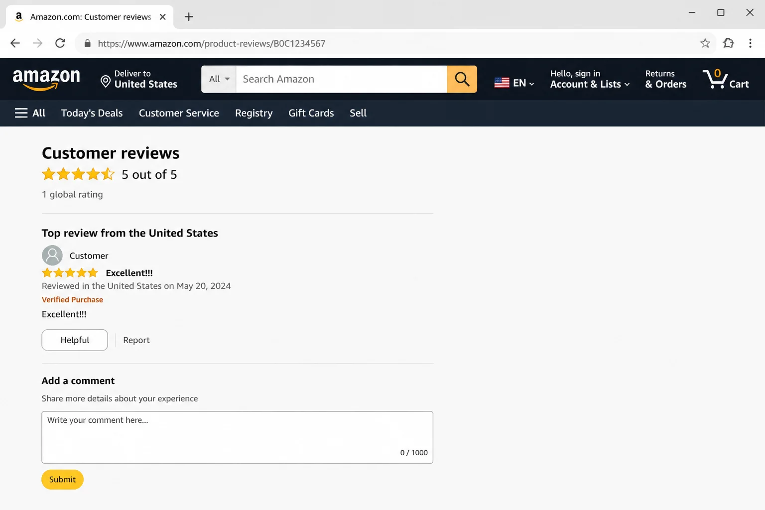 Amazon product review showing the "Verified Purchase" badge next to the reviewer name and star rating