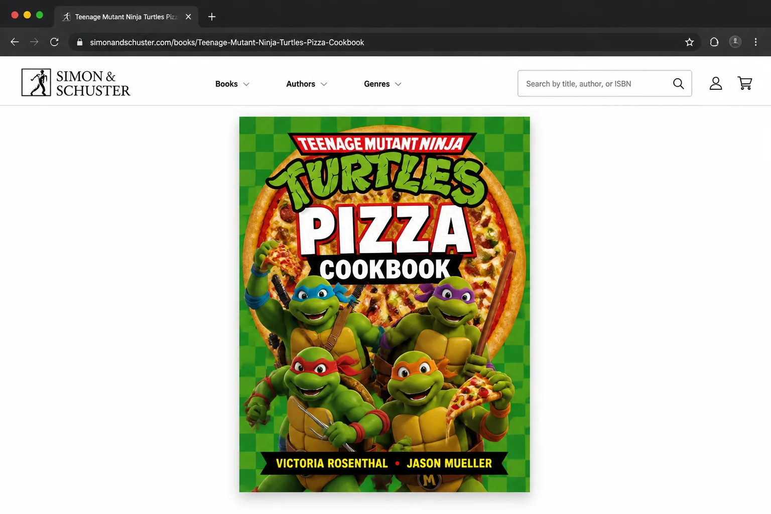Teenage Mutant Ninja Turtles Pizza Cookbook cover showing TMNT character artwork with pizza imagery and the book title prominently displayed