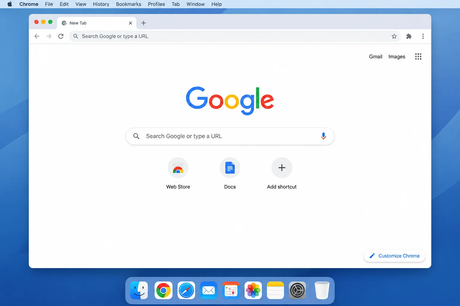 macOS desktop with Google Chrome open in a normal window